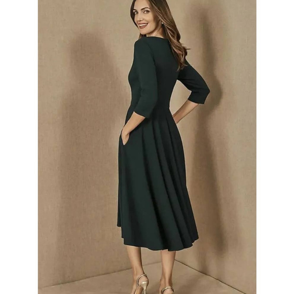 NWT BHLDN Valdis Dark Green Midi Dress - Picture 2 of 9